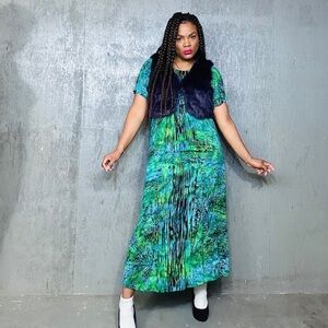 Rayon Pattern Maxi Dress, Fits M/L